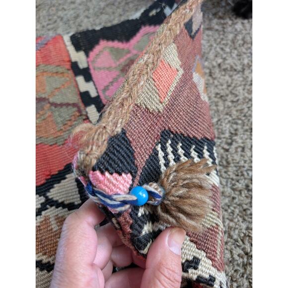 “VNTG, Handmade Kilim Wool Shoulder Bag Tribal Boho Crossbody Purse w/ Tassels - Picture 4 of 16